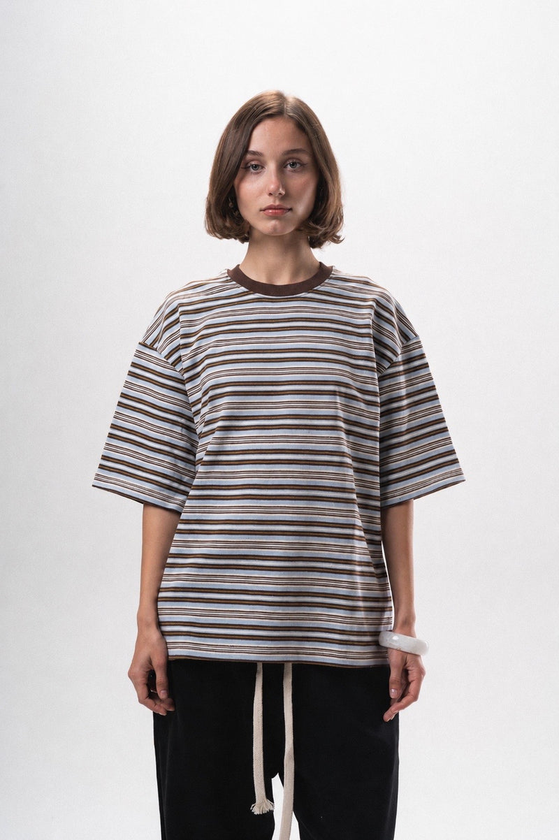 Basic Cairo Striped Brown T-Shirt