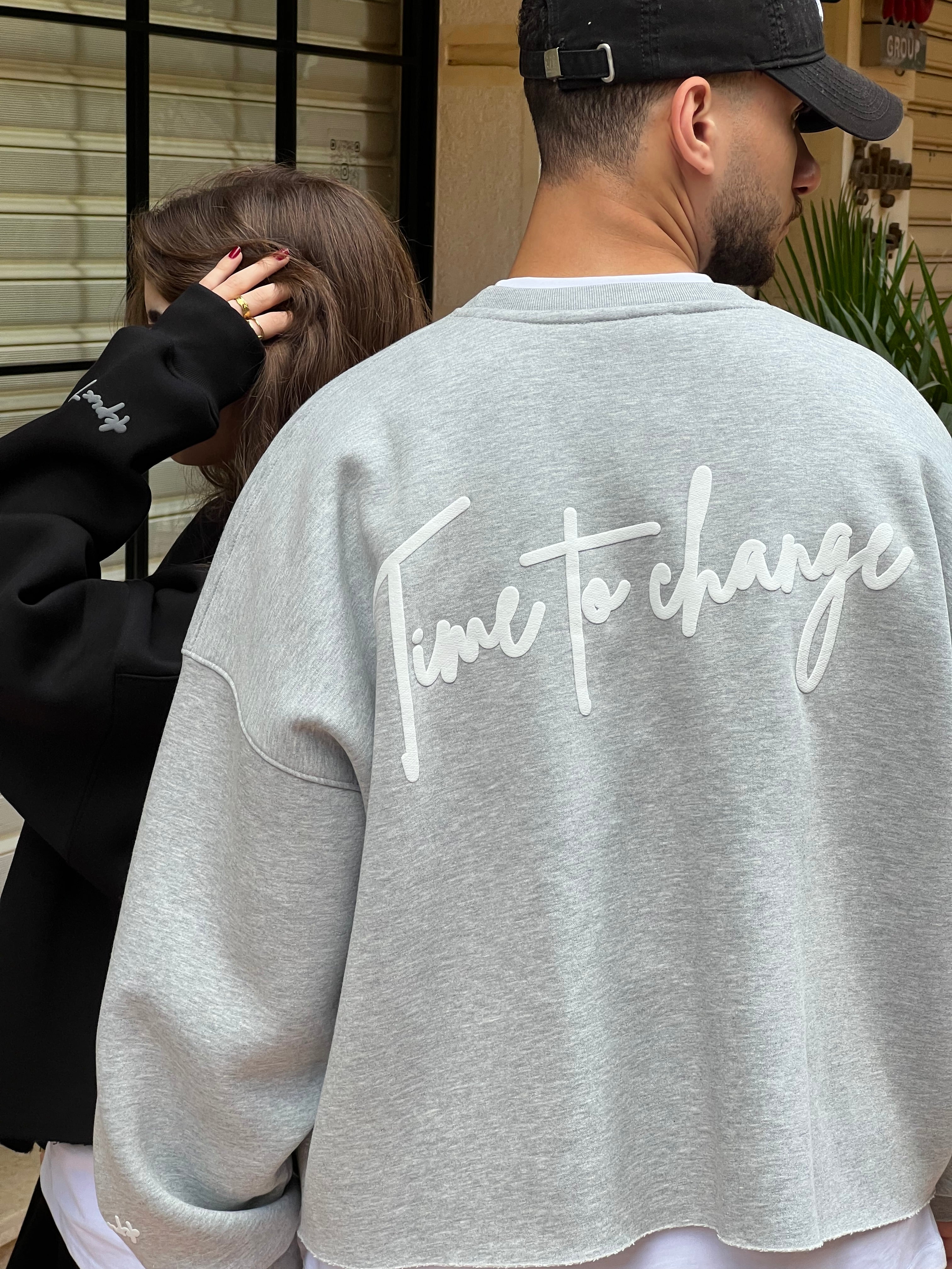 Light Gray Time To Change Crew neck