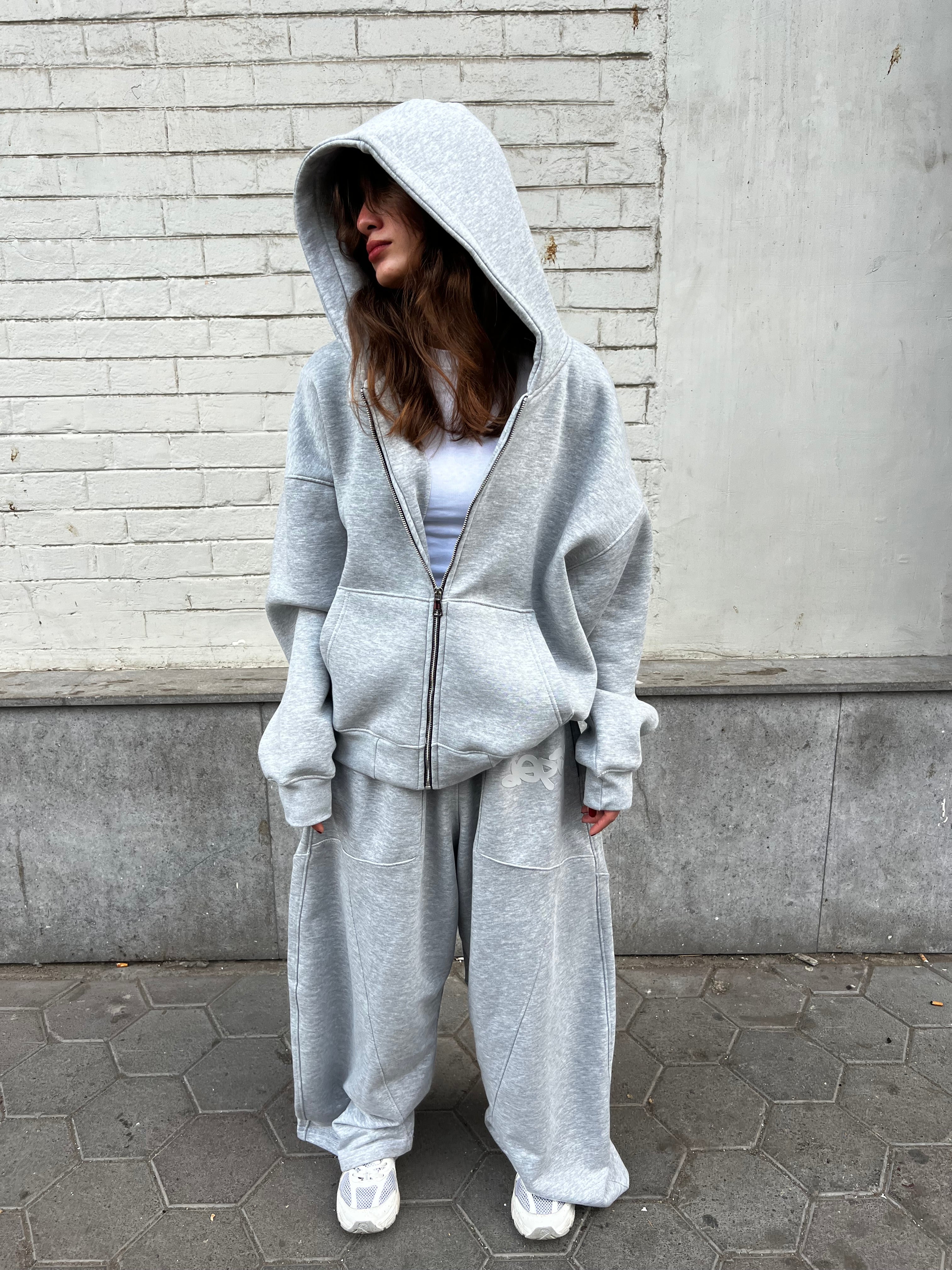 Light Gray Zip-Up Hoodie
