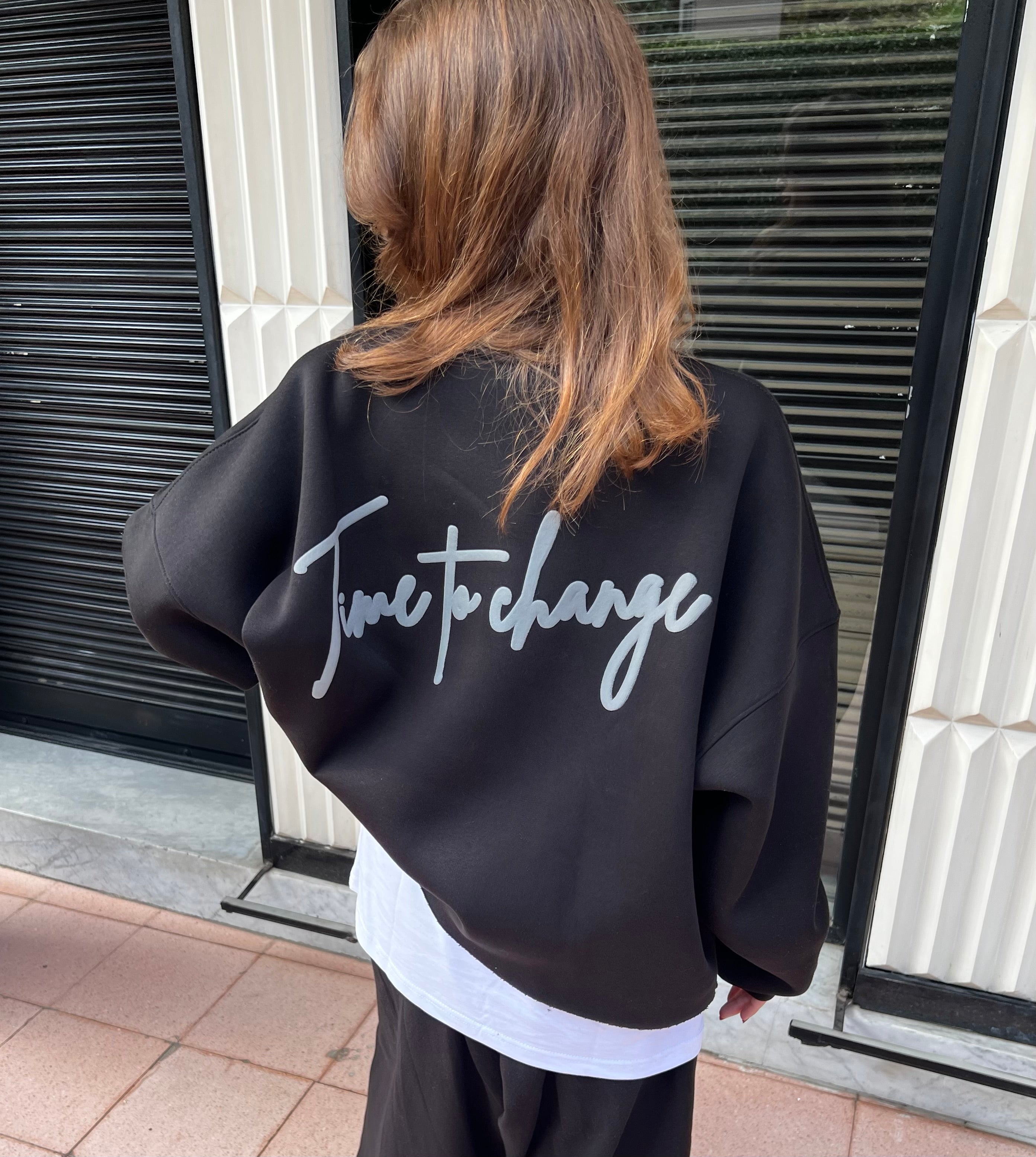 Black Time To Change Crew neck