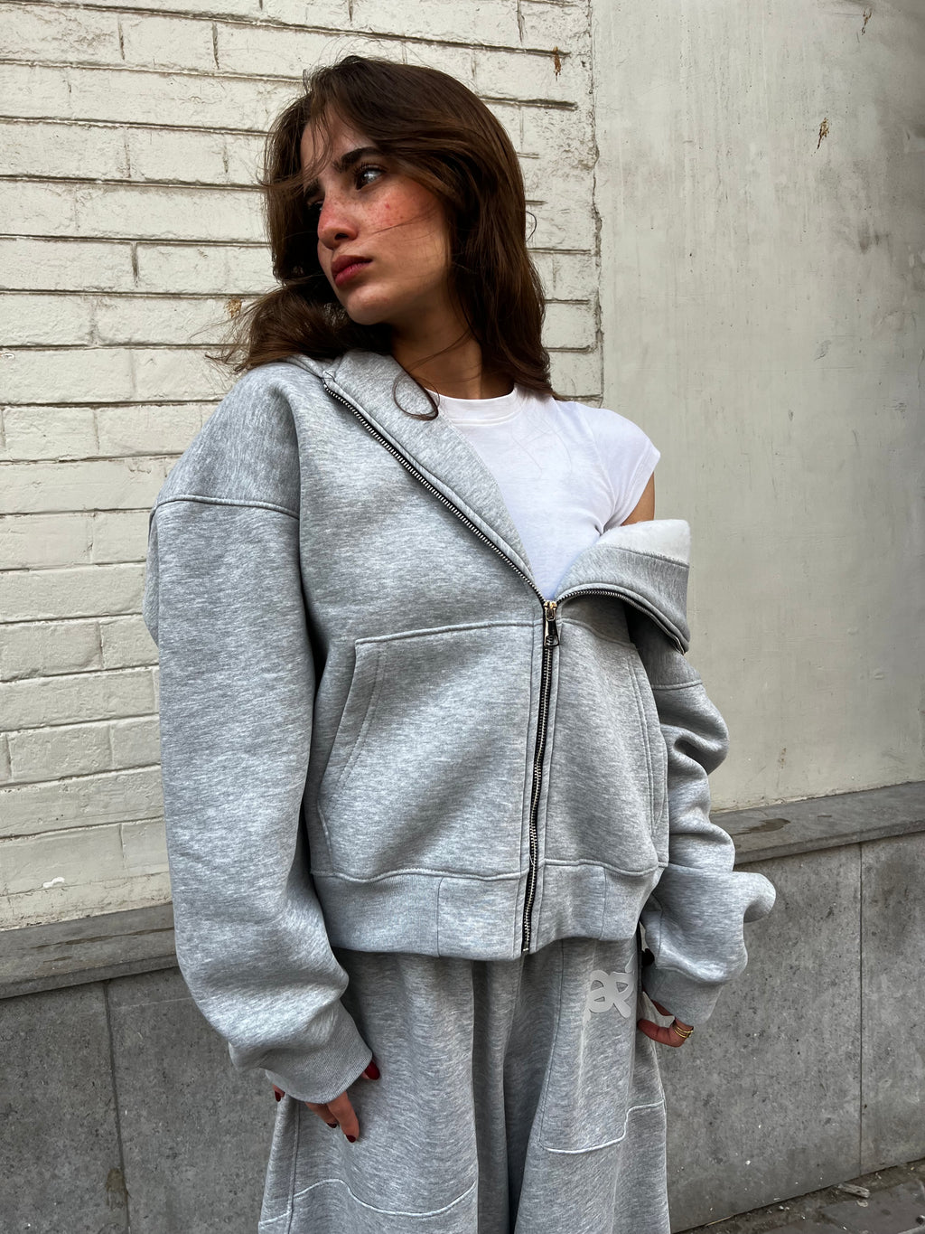 Light Gray Zip-Up Hoodie