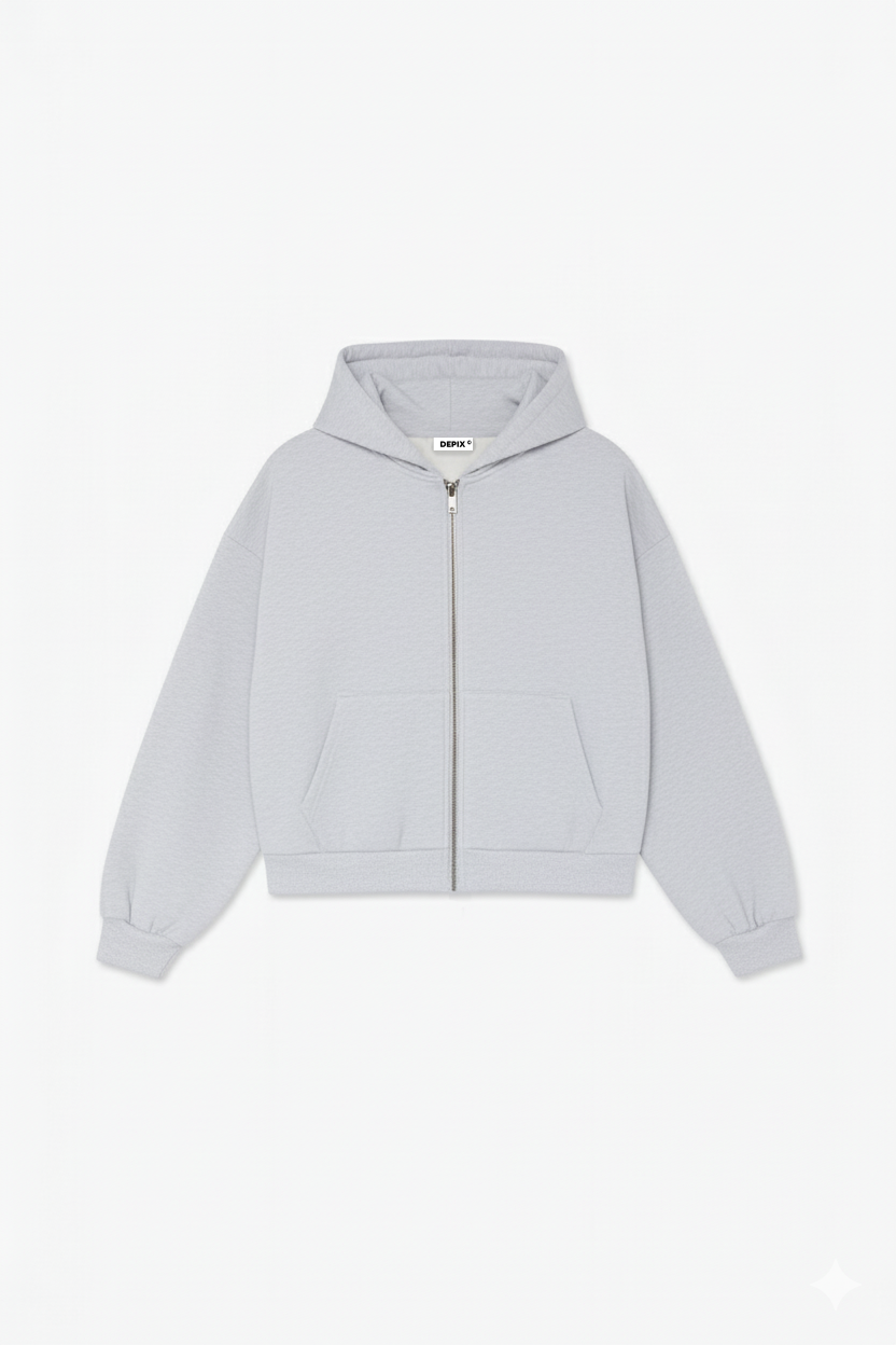 Light Gray Zip-Up Hoodie