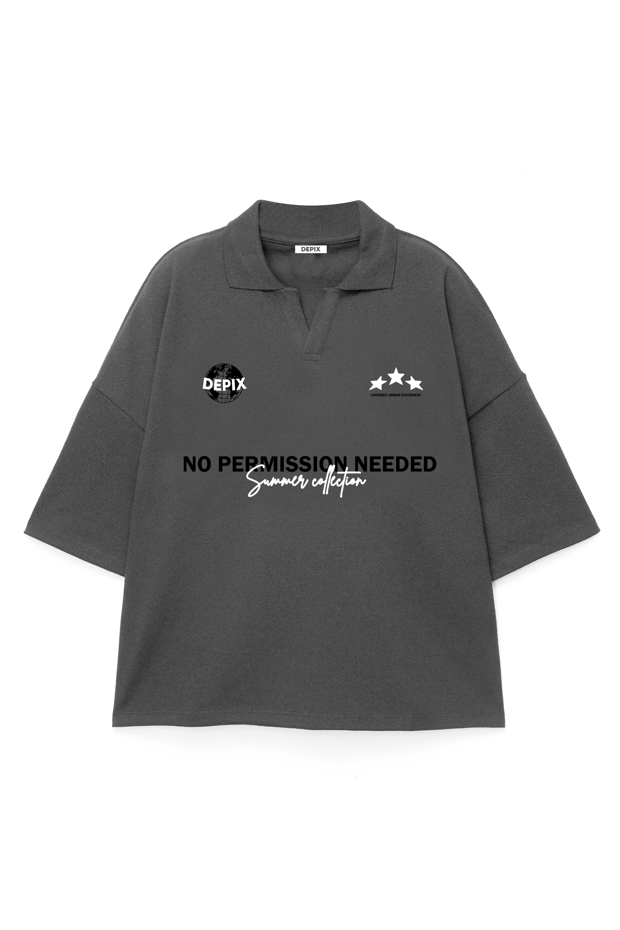 No Permission Gray Polo
