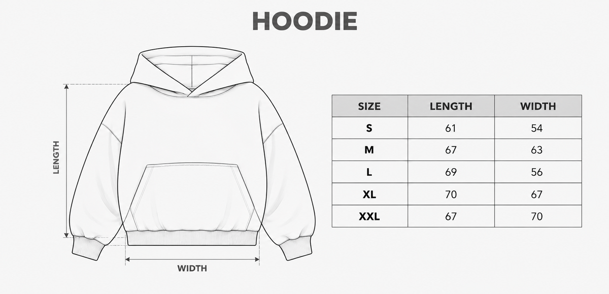 Size guide — Black - Depix Studios Puff Hoodie