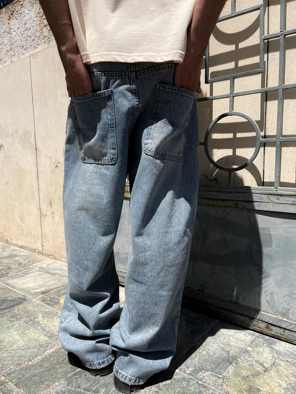 Basic Washed Blue Baggy Jeans