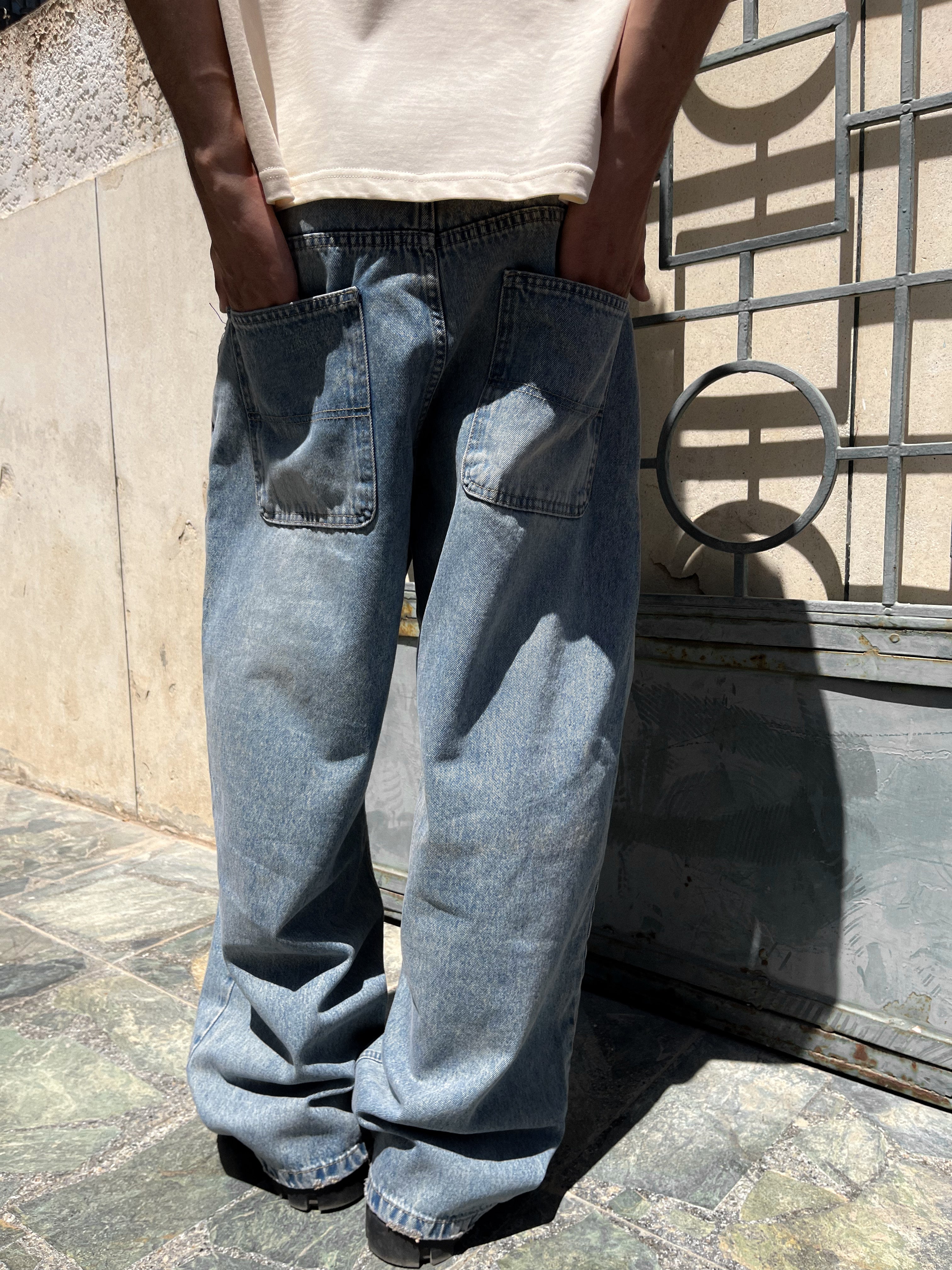 Basic Washed Blue Baggy Jeans