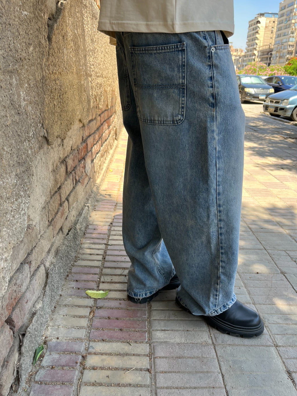 Basic Washed Blue Baggy Jeans