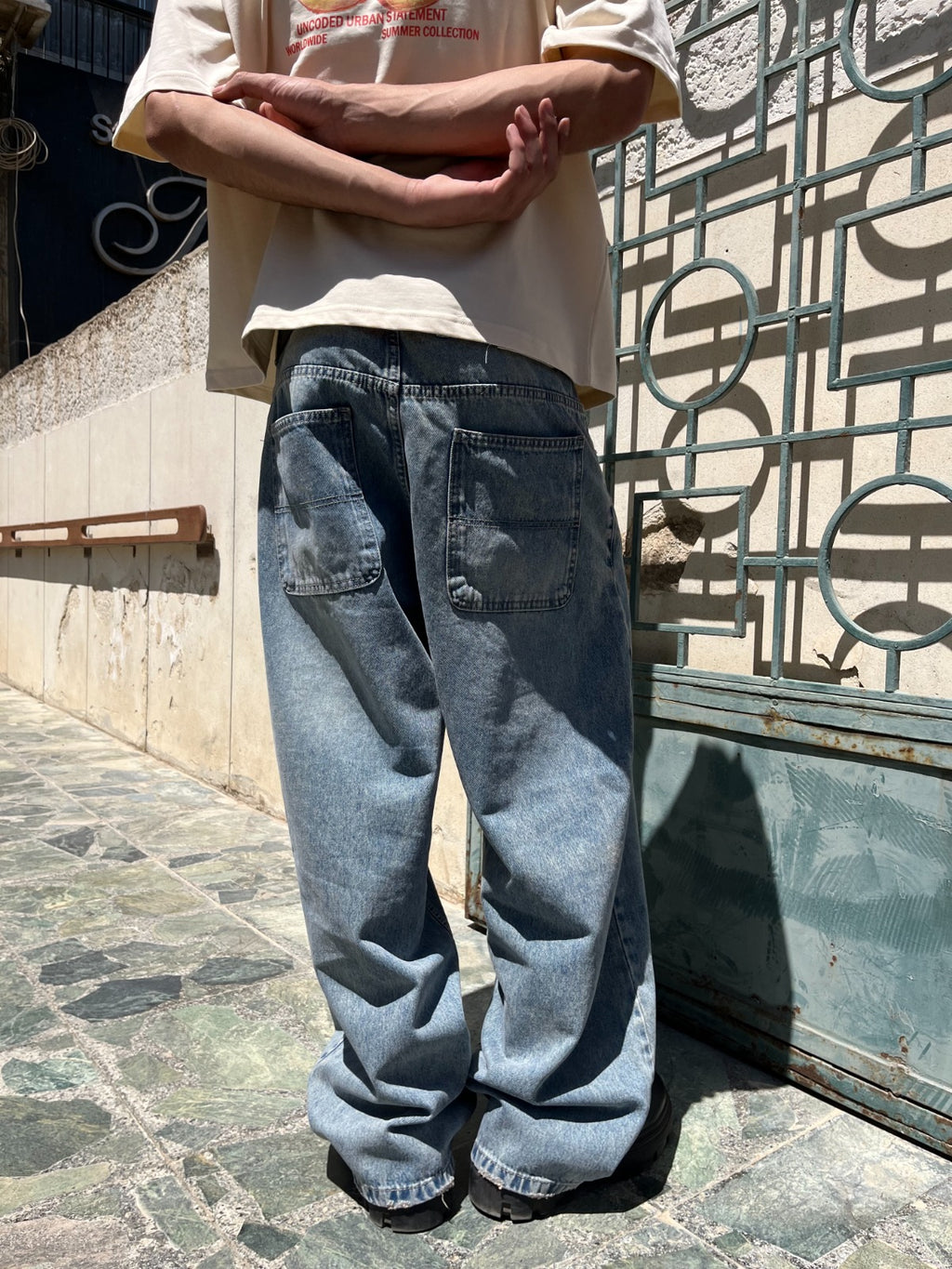 Basic Washed Blue Baggy Jeans