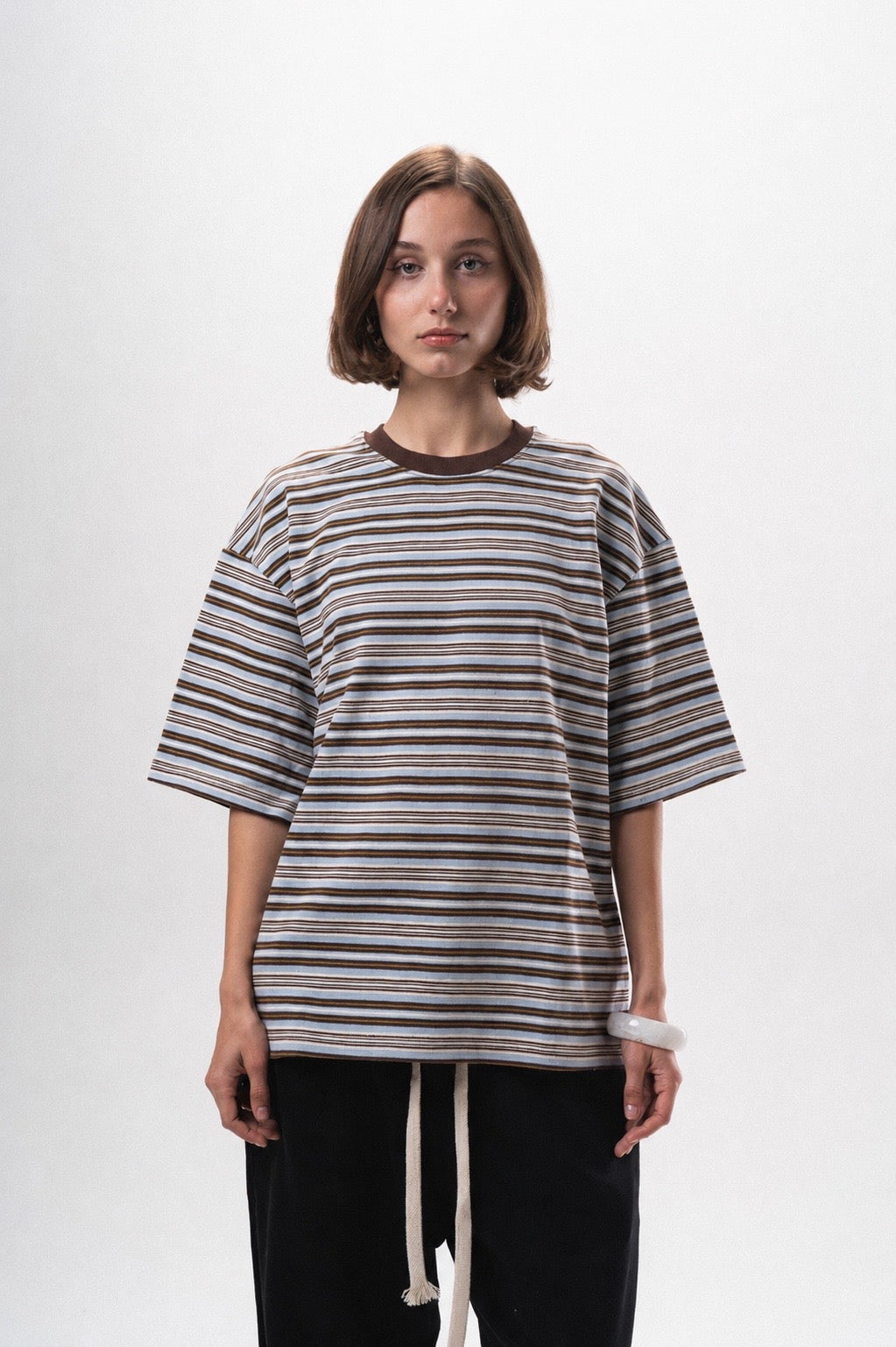 Basic Cairo Striped Brown T-Shirt