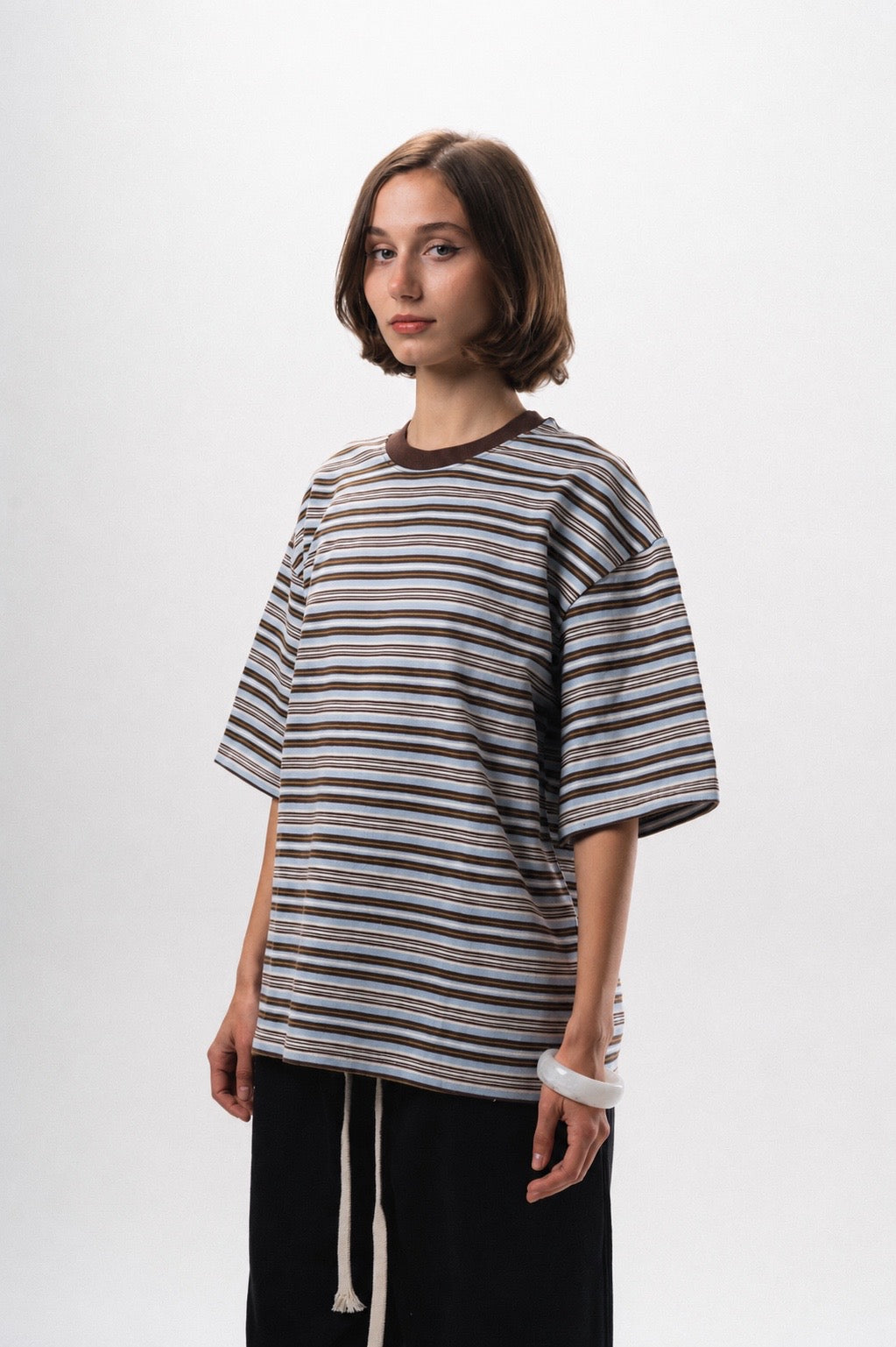Basic Cairo Striped Brown T-Shirt