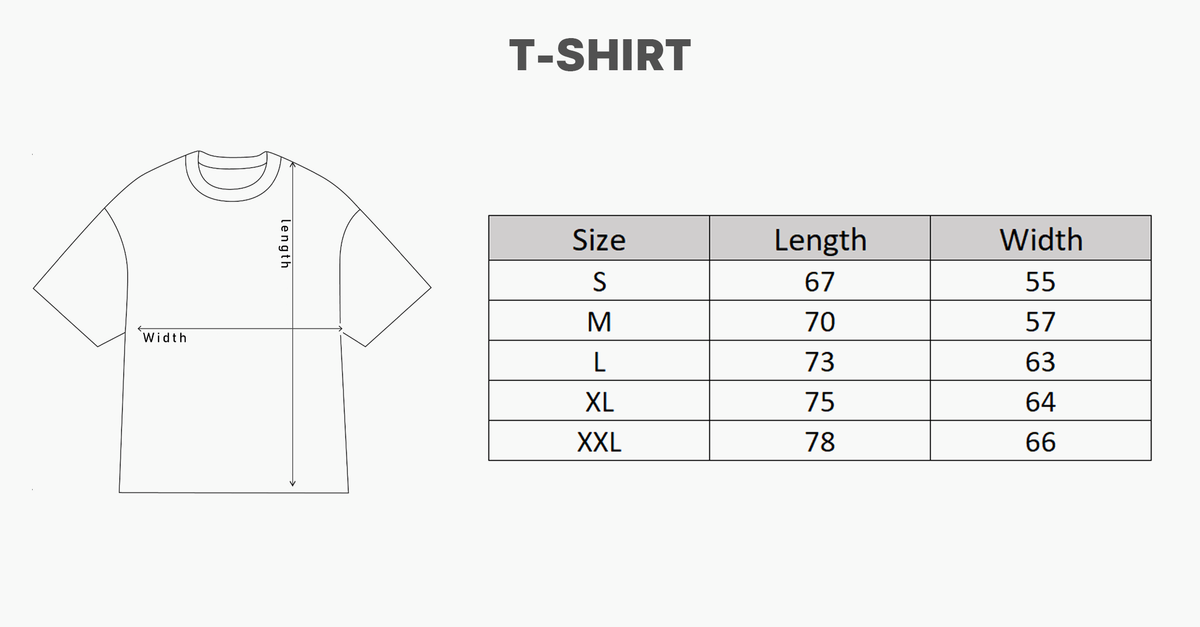 Size guide — System Rejected Brown T-Shirt