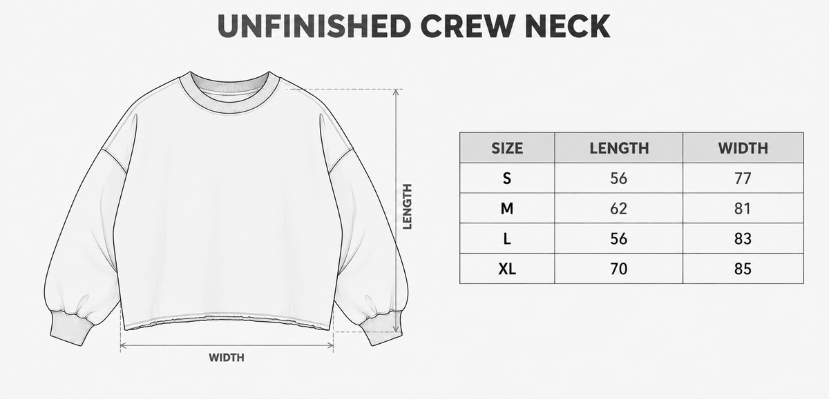 Size guide — Time To Change Black Crew Neck