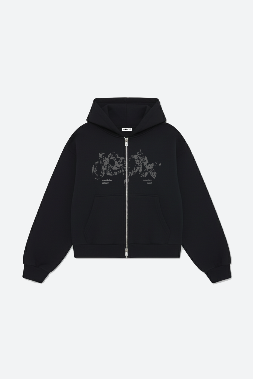 Black Depix Puff Zip-Up