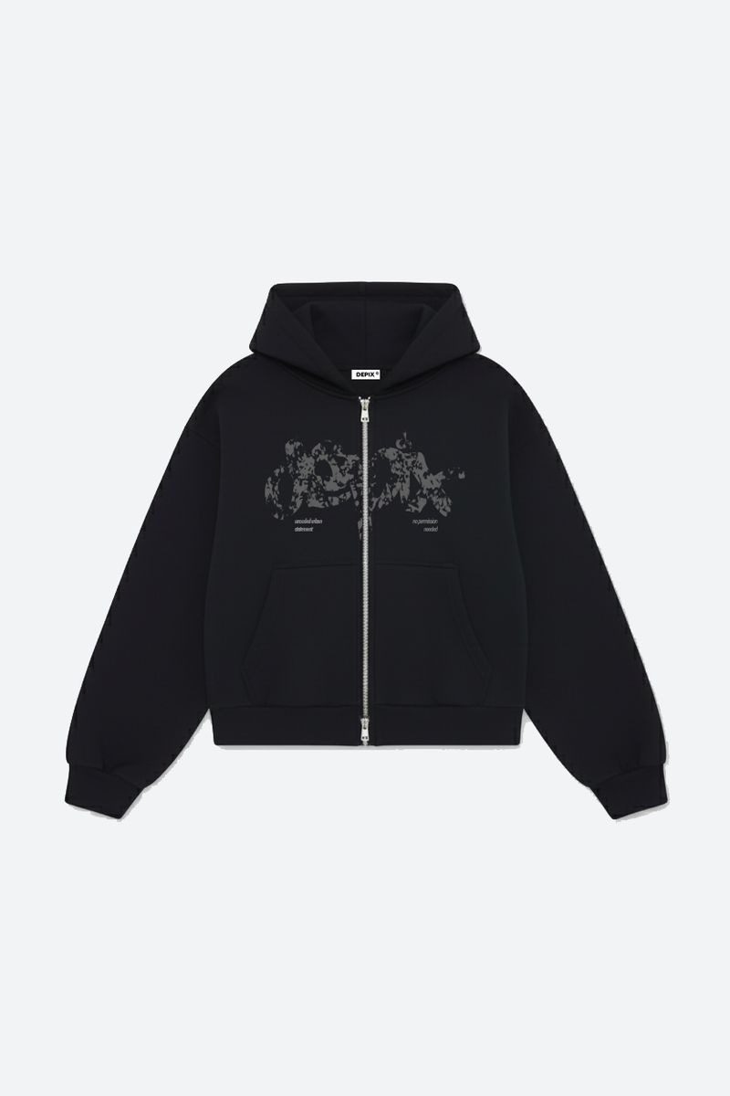 Black Depix Puff Zip-Up