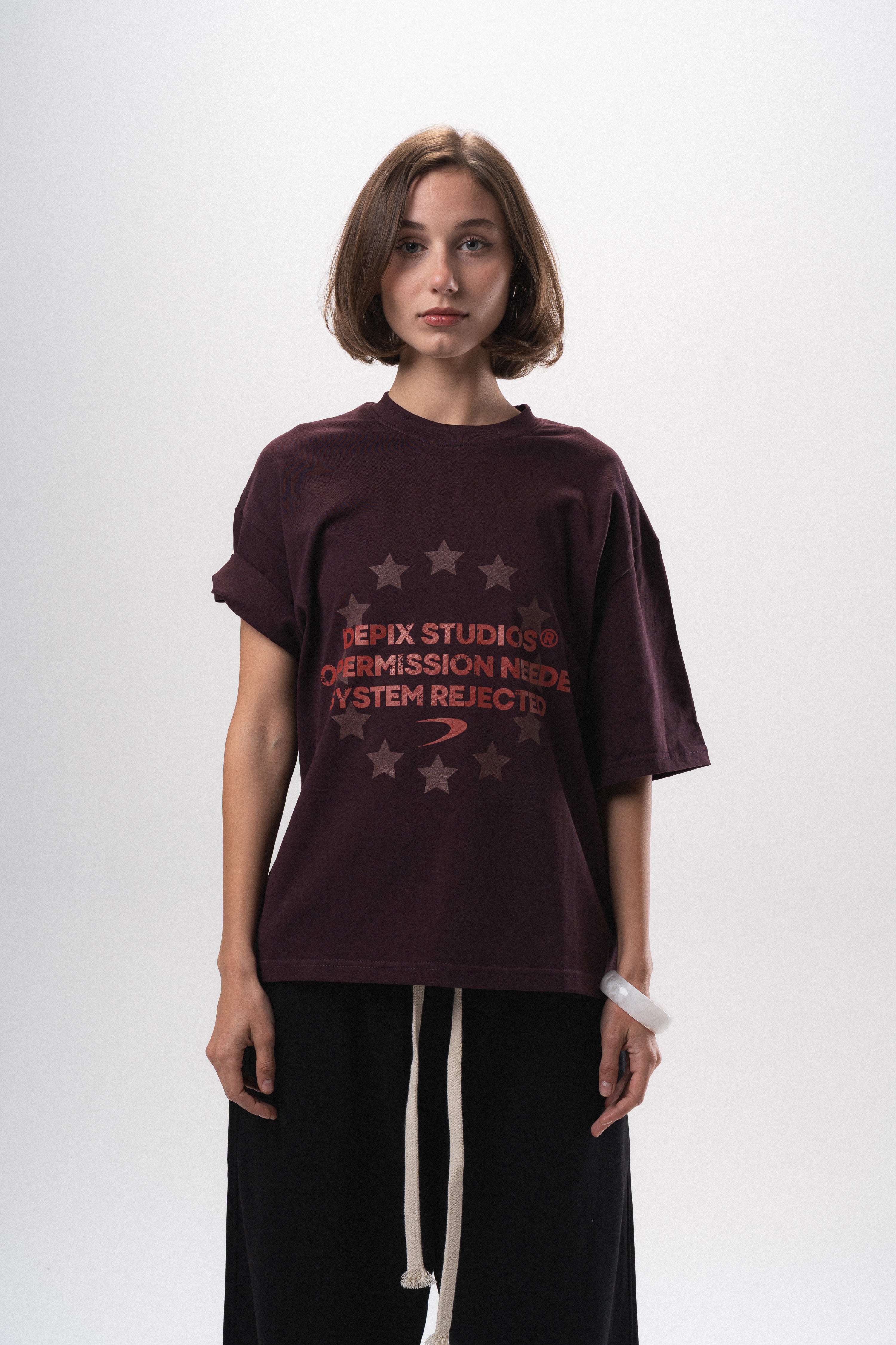 System Rejected Burgundy T-Shirt
