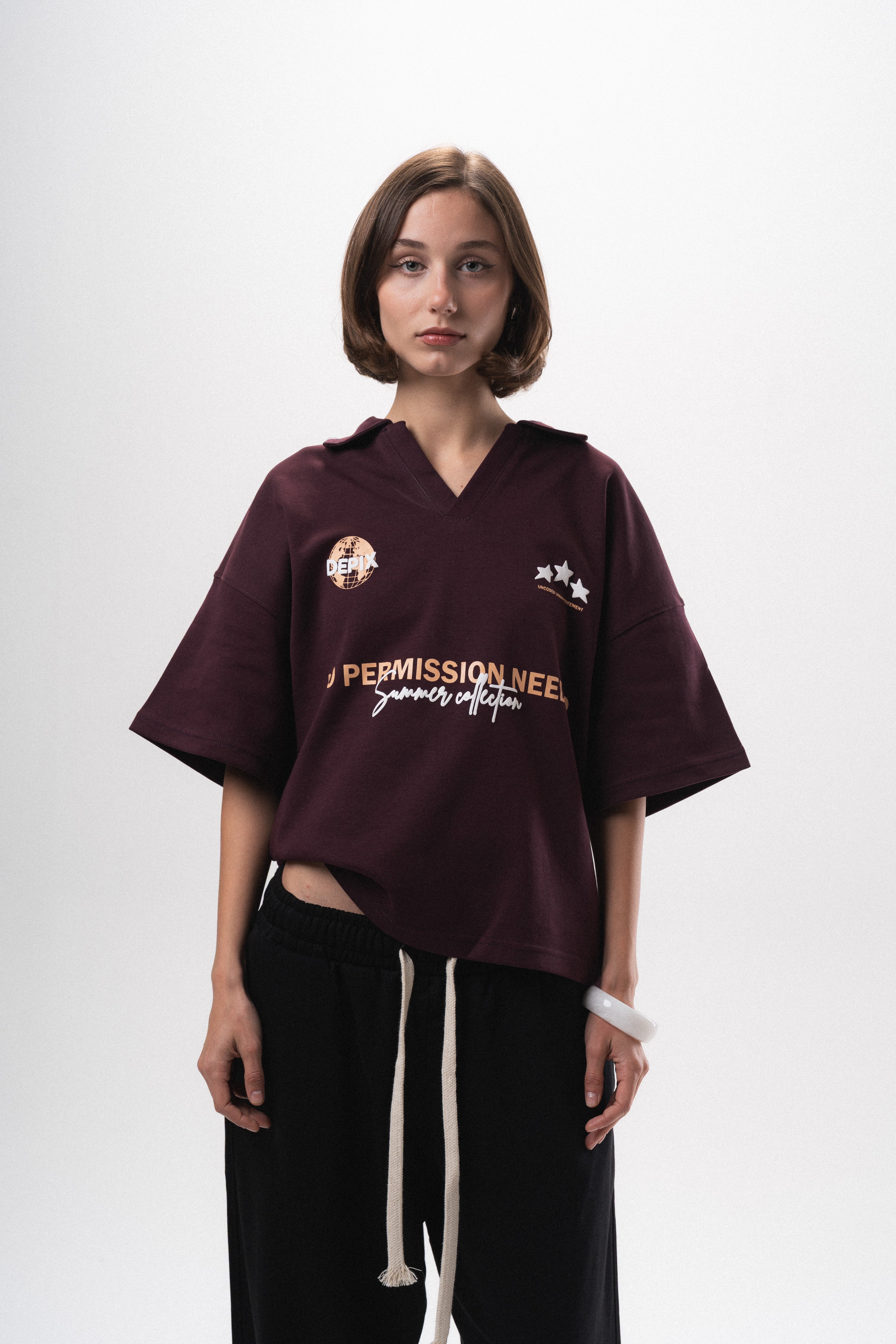 No Permission Burgundy Polo