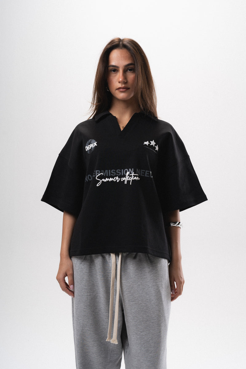 No Permission Black Polo