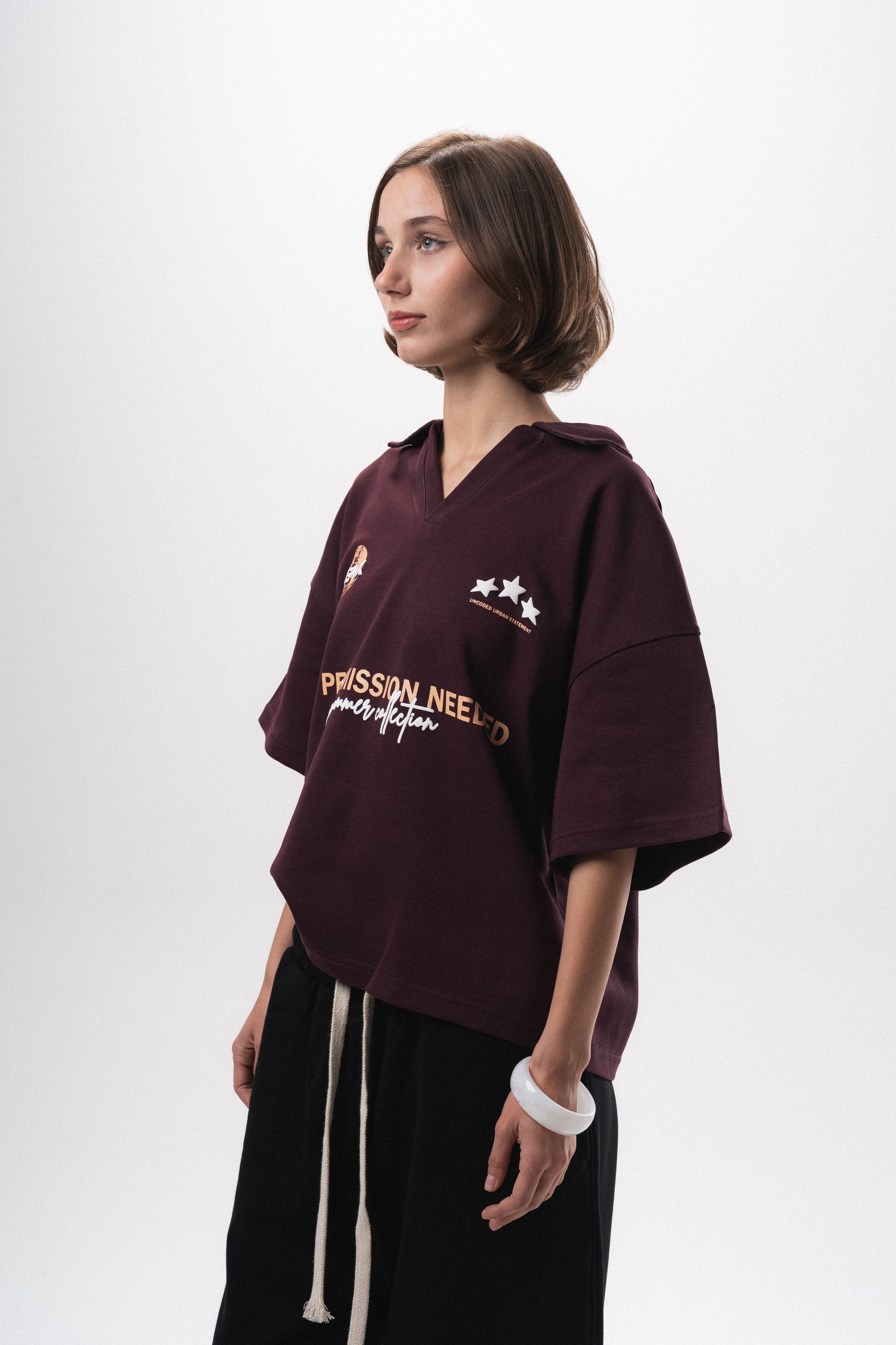 No Permission Burgundy Polo