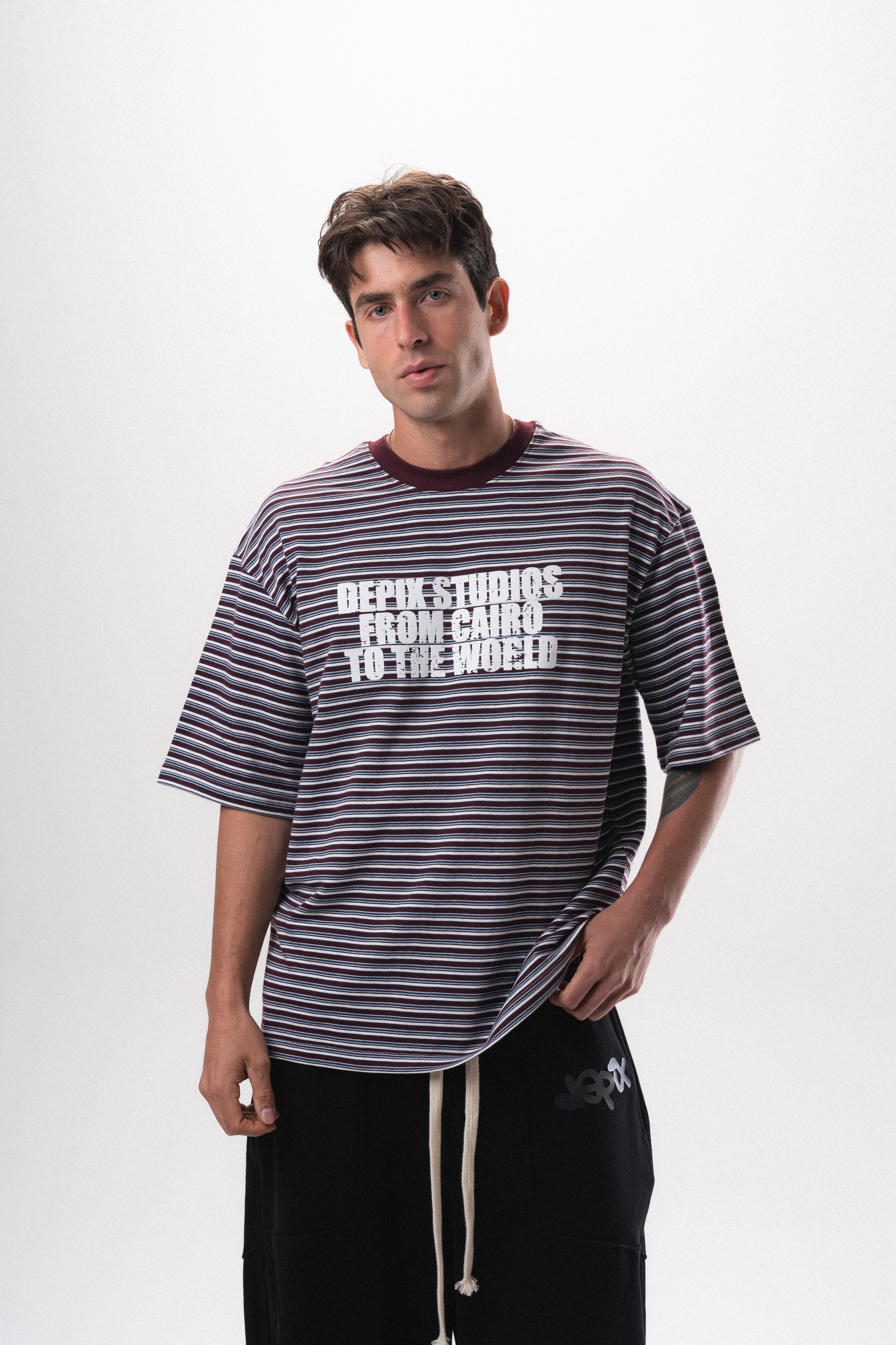 Cairo Striped Burgundy T-Shirt