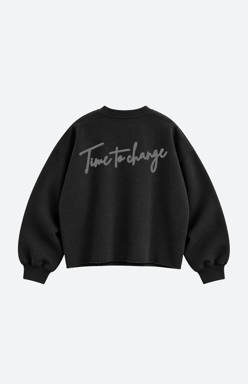 Time To Change Black Crew Neck